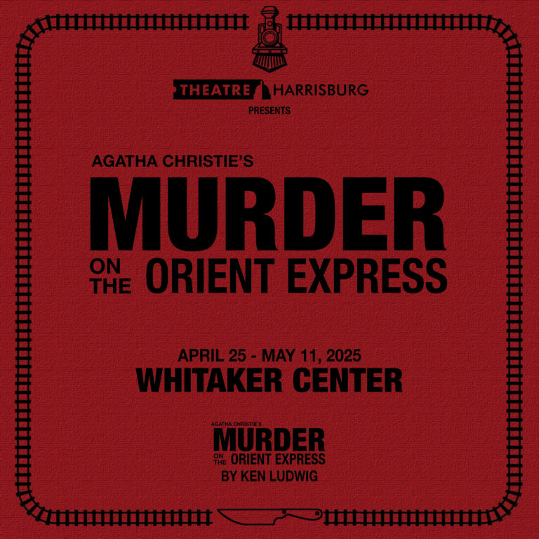 red background with "murder on the orient express" in black letters